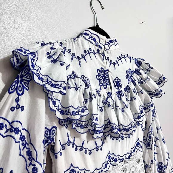 NWT ASOS Broderie Blouson Sleeve Midi Dress w/ Contrast Embroidery MSRP$260 - Picture 14 of 16